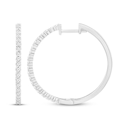 Diamond Hoop Earrings 1/2 ct tw 10K White Gold