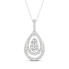 Thumbnail Image 1 of Lab-Grown Diamonds by KAY Pear-Shaped Double Halo Necklace 3/4 ct tw 14K White Gold