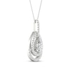 Thumbnail Image 2 of Lab-Grown Diamonds by KAY Pear-Shaped Double Halo Necklace 3/4 ct tw 14K White Gold