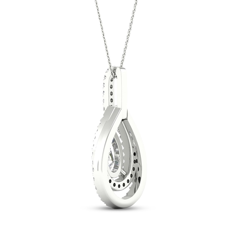 Main Image 3 of Lab-Grown Diamonds by KAY Pear-Shaped Double Halo Necklace 3/4 ct tw 14K White Gold