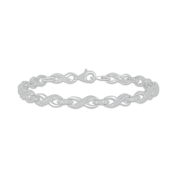 Diamond Infinity Link Bracelet 1/2 ct tw Sterling Silver 7.25"