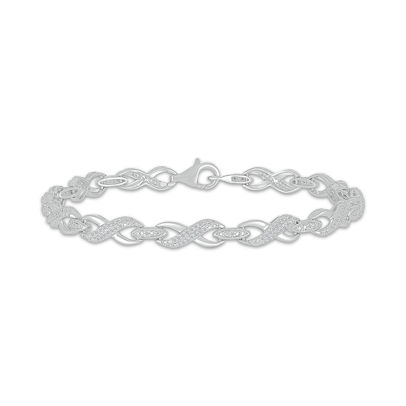 Diamond Infinity Link Bracelet 1/2 ct tw Sterling Silver 7.25"