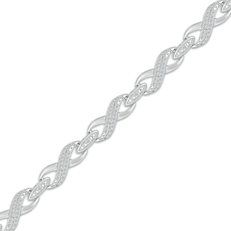 Diamond Infinity Link Bracelet 1/2 ct tw Sterling Silver 7.25"