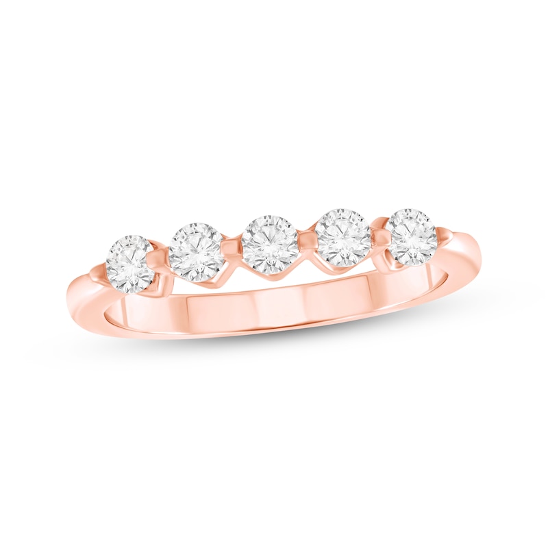 Main Image 1 of Diamond Five-Stone Anniversary Ring 1/2 ct tw 14K Rose Gold