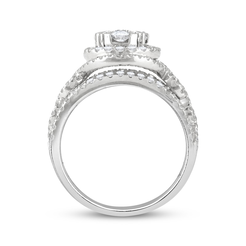 Main Image 2 of Multi-Diamond Double Halo Engagement Ring 1-1/2 ct tw 14K White Gold