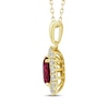 Thumbnail Image 2 of Lab-Grown Diamonds by KAY Oval-Cut Lab-Created Ruby Starburst Frame Necklace 1/2 ct tw 14K Yellow Gold 18&quot;