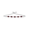 Thumbnail Image 1 of Oval-Cut Garnet & White Lab-Created Sapphire Bolo Bracelet Sterling Silver