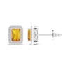 Thumbnail Image 1 of Octagon-Cut Citrine & White Lab-Created Sapphire Stud Earrings Sterling Silver