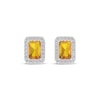 Thumbnail Image 2 of Octagon-Cut Citrine & White Lab-Created Sapphire Stud Earrings Sterling Silver