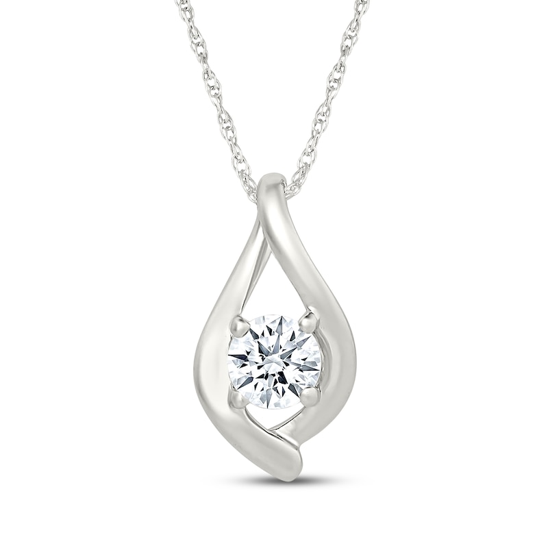 Main Image 1 of Lab-Grown Diamonds by KAY Round-Cut Solitaire Twist Teardrop Necklace 1/3 ct tw Sterling Silver 18&quot; (I/SI2)