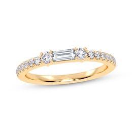 Adore Baguette & Round-Cut Diamond Three-Stone Anniversary Ring 1/4 ct tw 14K Yellow Gold