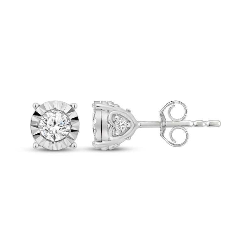 Main Image 3 of Diamond Solitaire Stud Earrings 1/2 ct tw 10K White Gold (I/I3)