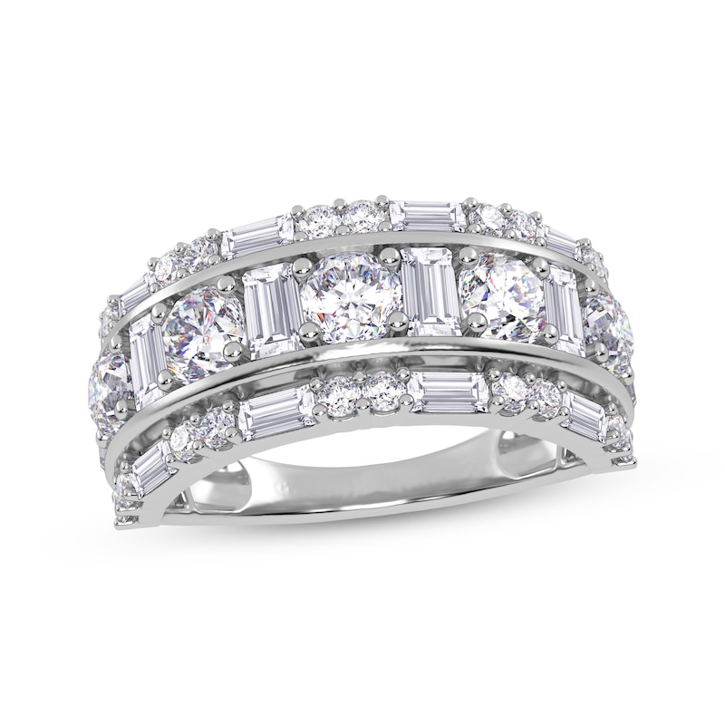 Main Image 1 of Lab-Grown Diamonds by KAY Baguette & Round-Cut Three-Row Ring 2 ct tw 14K White Gold