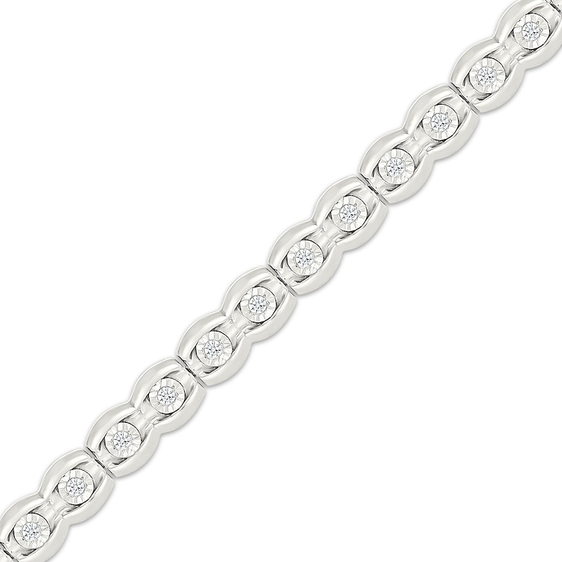 Main Image 2 of Diamond Scalloped Link Bracelet 1/4 ct tw Sterling Silver 7.25&quot;