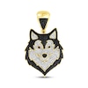 Thumbnail Image 1 of Black & White Diamond, Lab-Grown Ruby Wolf Head Charm 1-1/2 ct tw 10K Yellow Gold