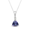 Thumbnail Image 1 of Trillion-Cut Tanzanite & Diamond Accent Necklace 14K White Gold 18&quot;