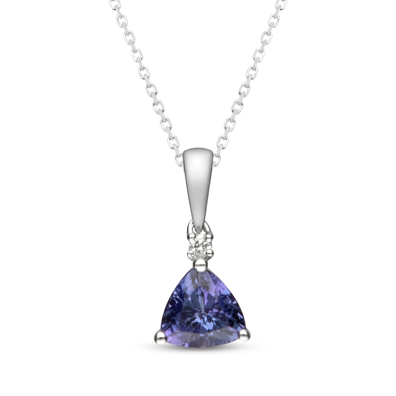 Main Image 1 of Trillion-Cut Tanzanite & Diamond Accent Necklace 14K White Gold 18&quot;