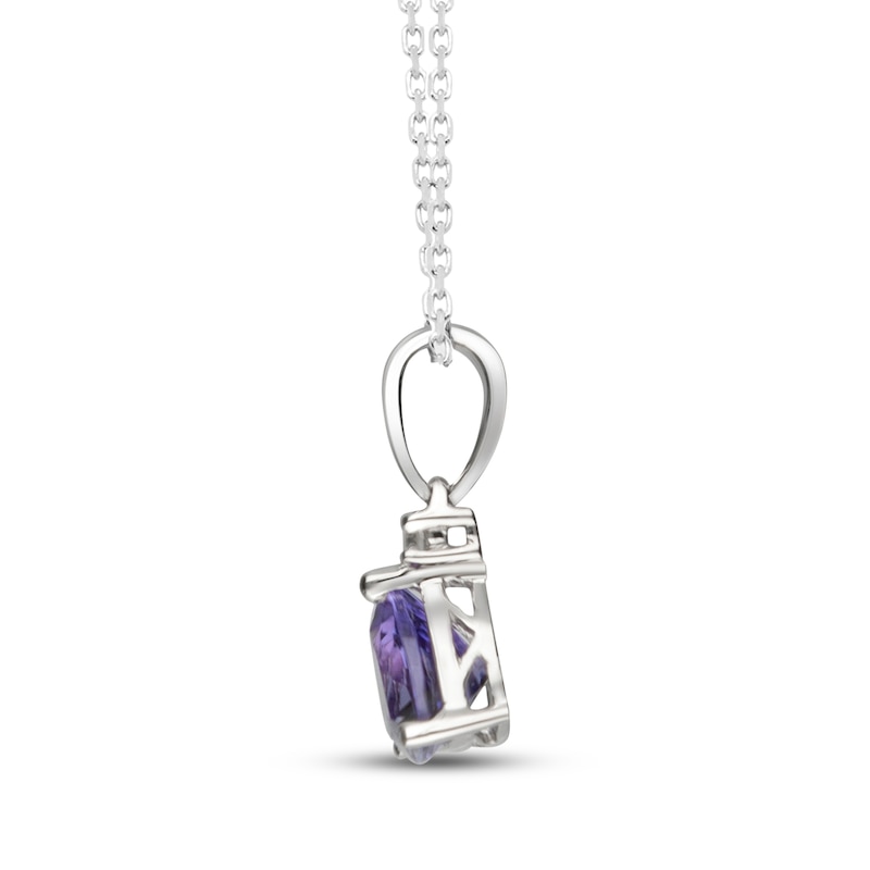 Main Image 2 of Trillion-Cut Tanzanite & Diamond Accent Necklace 14K White Gold 18&quot;