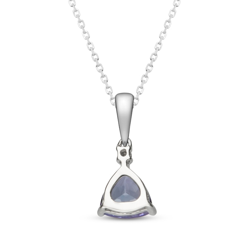 Main Image 3 of Trillion-Cut Tanzanite & Diamond Accent Necklace 14K White Gold 18&quot;