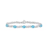 Thumbnail Image 1 of Oval-Cut Swiss Blue Topaz & White Lab-Created Sapphire Infinity Link Bracelet Sterling Silver 7.5&quot;