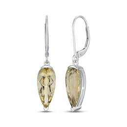 Pear-Shaped Lemon Quartz Drop Earrings Sterling Silver