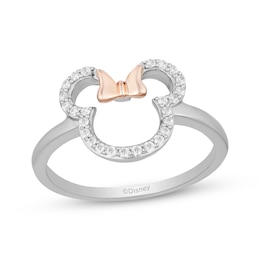 Disney Treasures Minnie Mouse Diamond Ring 1/6 ct tw Sterling Silver & 10K Rose Gold