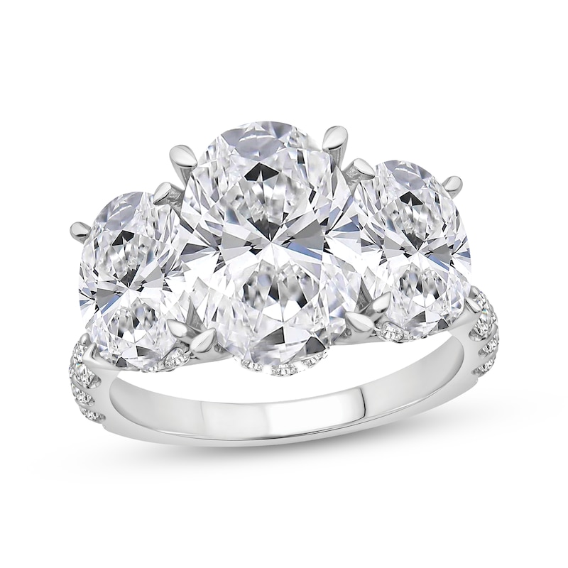 Main Image 1 of Adore Oval-Cut Lab-Grown Diamond Three-Stone Engagement Ring 7-3/4 ct tw 14K White Gold