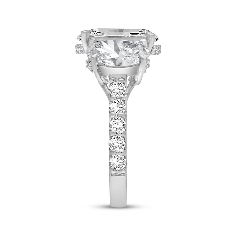 Main Image 2 of Adore Oval-Cut Lab-Grown Diamond Three-Stone Engagement Ring 7-3/4 ct tw 14K White Gold