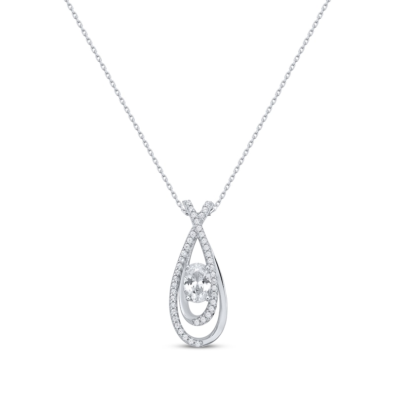 Main Image 1 of Lab-Grown Diamonds by KAY Oval-Cut Overlapping Teardrop Necklace 1/2 ct tw 14K White Gold 18&quot;