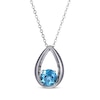 Thumbnail Image 2 of Round-Cut Swiss Blue Topaz Necklace & Stud Earrings Gift Set Sterling Silver 18&quot;