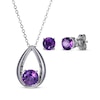 Thumbnail Image 0 of Round-Cut Amethyst Necklace & Stud Earrings Gift Set Sterling Silver