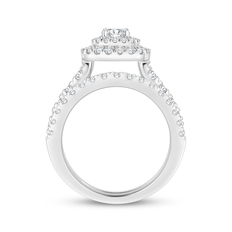 Main Image 3 of Round-Cut Diamond Cushion-Shaped Bridal Set 1-5/8 ct tw 14K White Gold