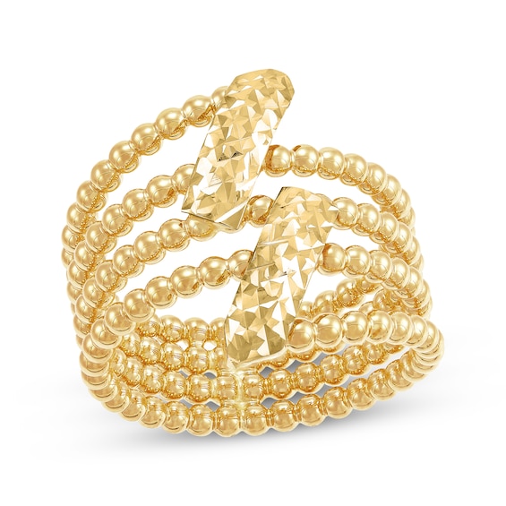 Diamond-Cut Multi-Row Beaded Swirl Ring 10K Yellow Gold