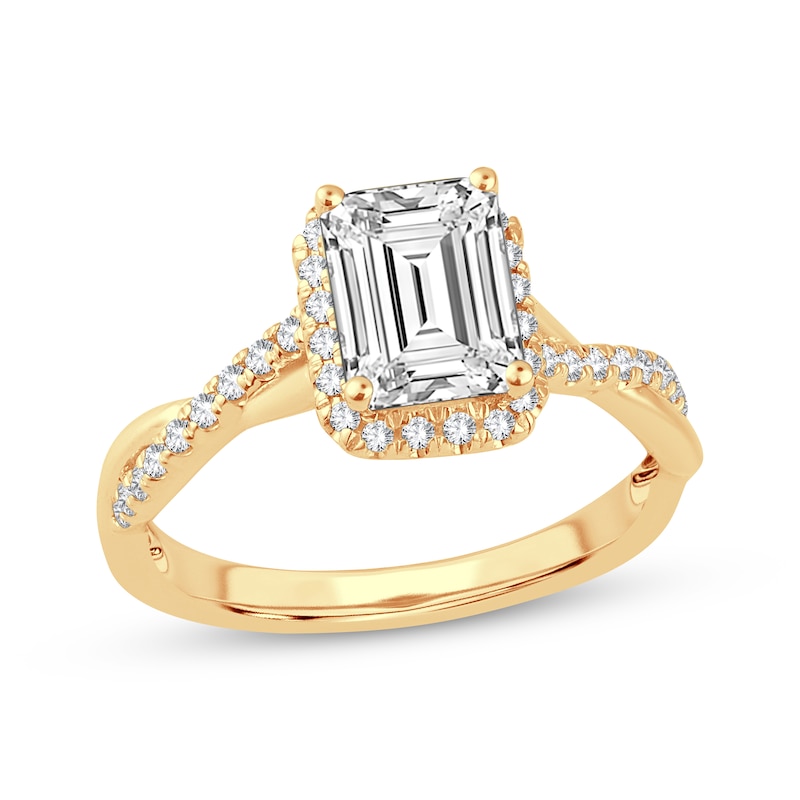 Main Image 1 of Lab-Grown Diamonds by KAY Emerald-Cut Engagement Ring 2-1/3 ct tw 14K Yellow Gold