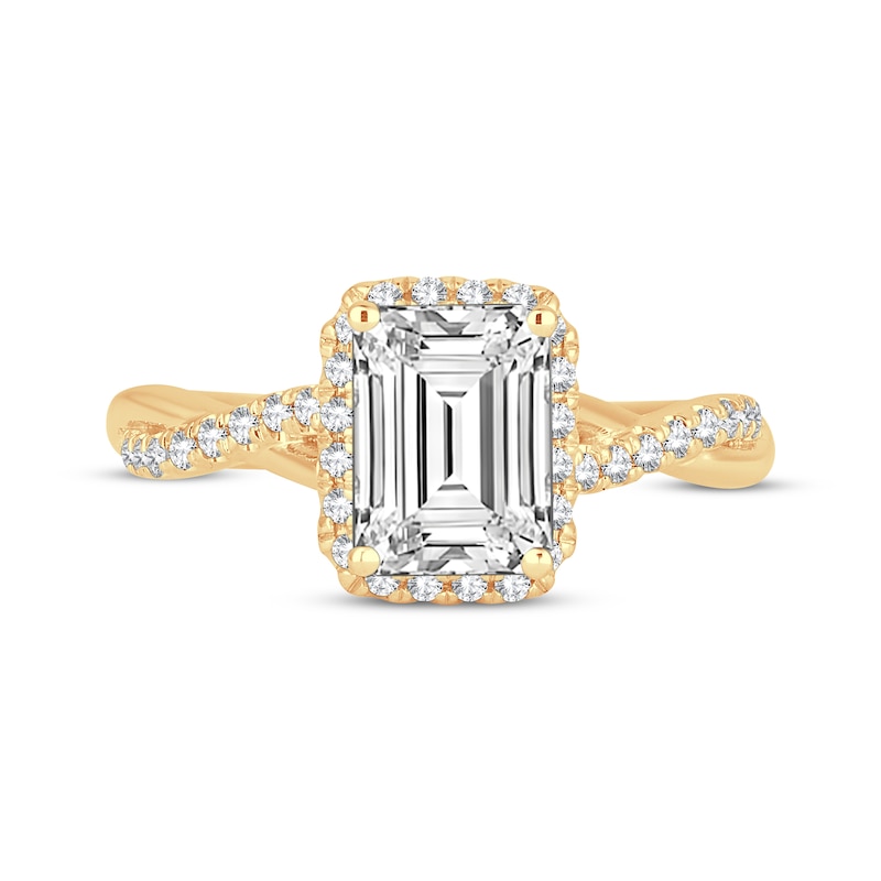 Main Image 3 of Lab-Grown Diamonds by KAY Emerald-Cut Engagement Ring 2-1/3 ct tw 14K Yellow Gold