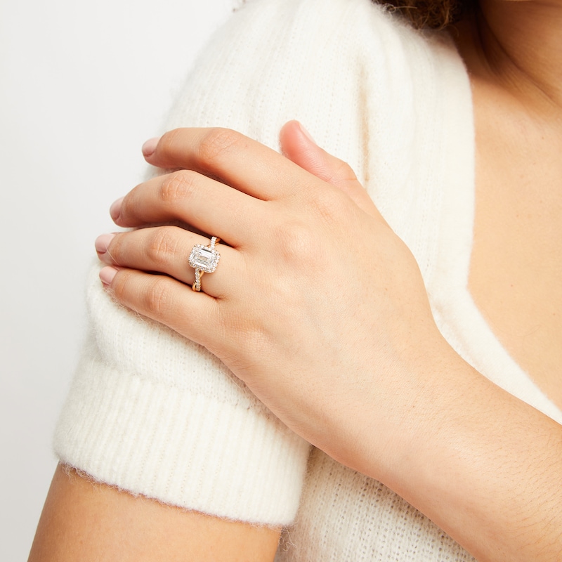 Main Image 4 of Lab-Grown Diamonds by KAY Emerald-Cut Engagement Ring 2-1/3 ct tw 14K Yellow Gold