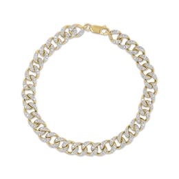 Men's Diamond Curb Chain Bracelet 2 ct tw 10K Yellow Gold 9&quot;