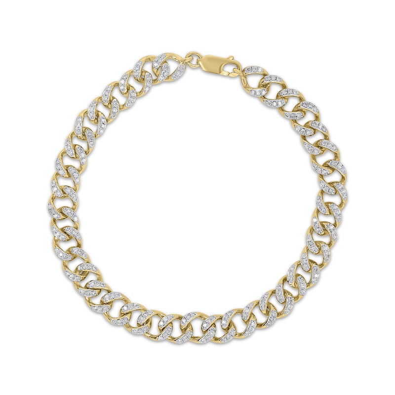 Main Image 1 of Men's Diamond Curb Chain Bracelet 2 ct tw 10K Yellow Gold 9&quot;