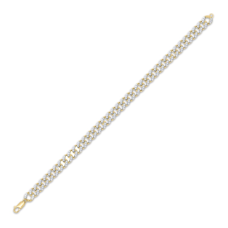 Main Image 2 of Men's Diamond Curb Chain Bracelet 2 ct tw 10K Yellow Gold 9&quot;