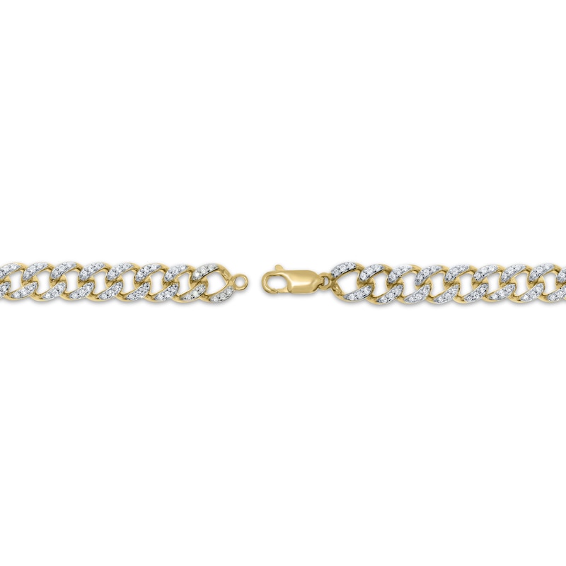 Main Image 3 of Men's Diamond Curb Chain Bracelet 2 ct tw 10K Yellow Gold 9&quot;