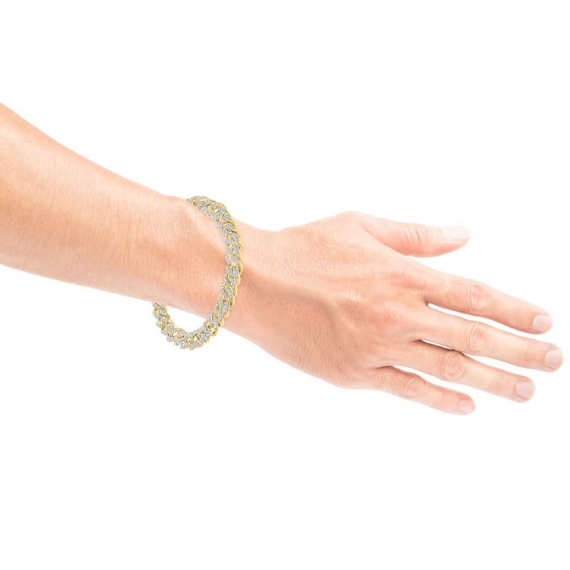 Main Image 4 of Men's Diamond Curb Chain Bracelet 2 ct tw 10K Yellow Gold 9&quot;