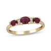 Thumbnail Image 1 of Oval-Cut Ruby & Diamond Three-Stone Ring 1/20 ct tw 14K Yellow Gold