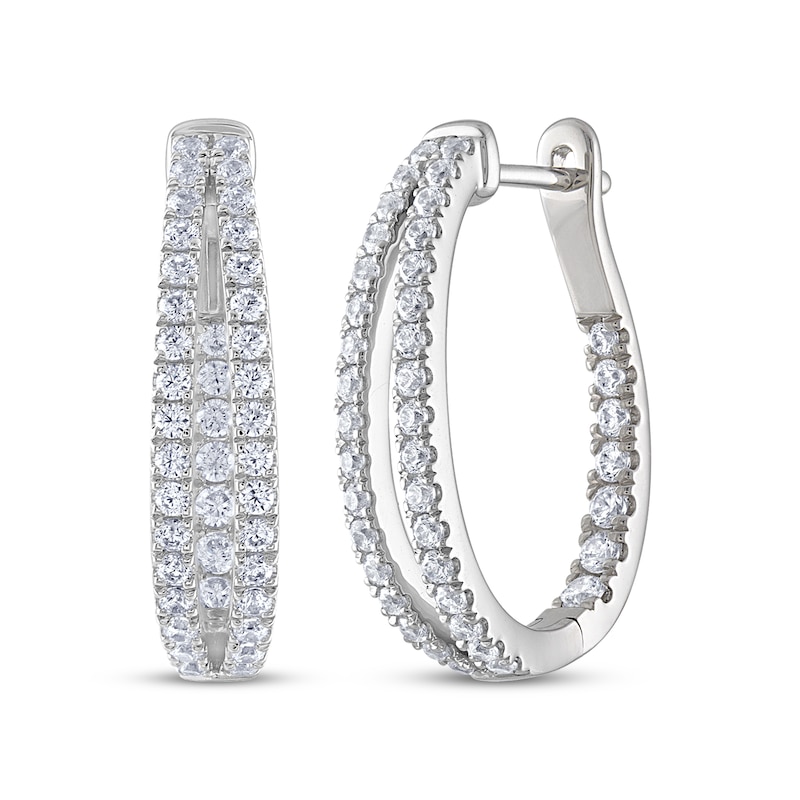 Main Image 1 of THE LEO Diamond Inside-Out Split Hoop Earrings 1 ct tw 14K White Gold