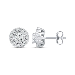 Diamond Halo Stud Earrings 1 ct tw 10K White Gold