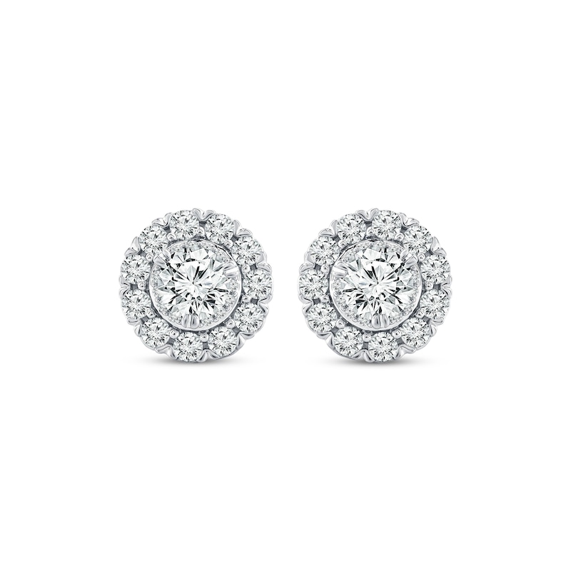 Main Image 2 of Diamond Halo Stud Earrings 1 ct tw 10K White Gold