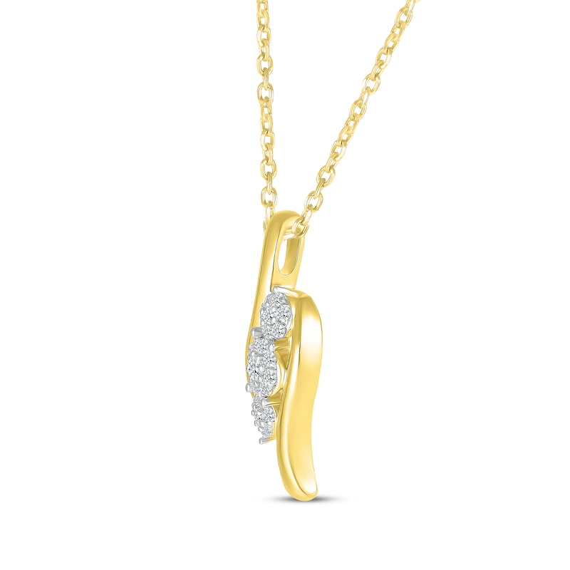 Main Image 2 of Multi-Diamond Cluster Trio Swirl Necklace 1/5 ct tw 10K Yellow Gold 18&quot;