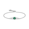 Thumbnail Image 0 of Cushion-Cut Lab-Created Emerald & White Lab-Created Sapphire Bolo Bracelet Sterling Silver