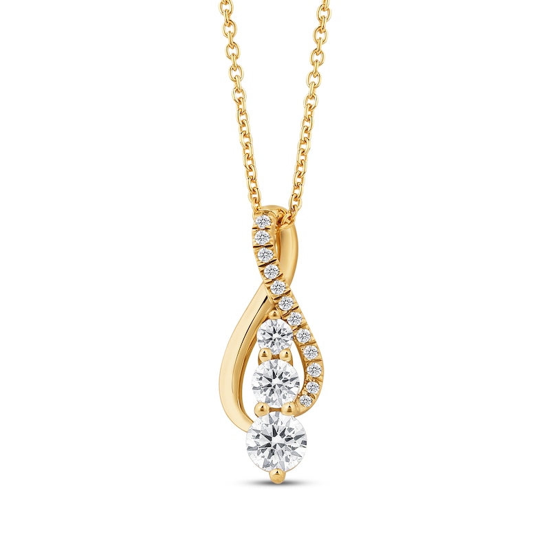 Main Image 1 of Diamond Three-Stone Infinity Necklace 1/2 ct tw 10K Yellow Gold 18&quot;