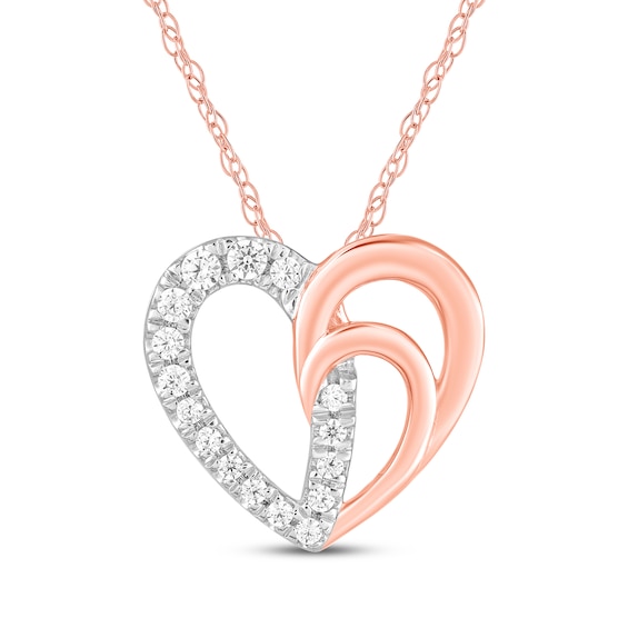Diamond Heart Swirl Necklace 1/10 ct tw 10K Rose Gold 18"