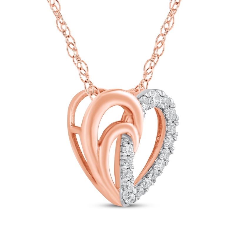 Main Image 2 of Diamond Heart Swirl Necklace 1/10 ct tw 10K Rose Gold 18&quot;